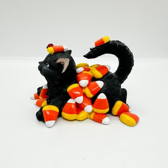Rare Charming Tails Enesco Black Cat Candy Corn Halloween Sweets Signed Artist - Picture 1 of 8